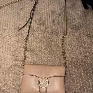 Michael Kors Beige Crossbody Bag with Gold Chain